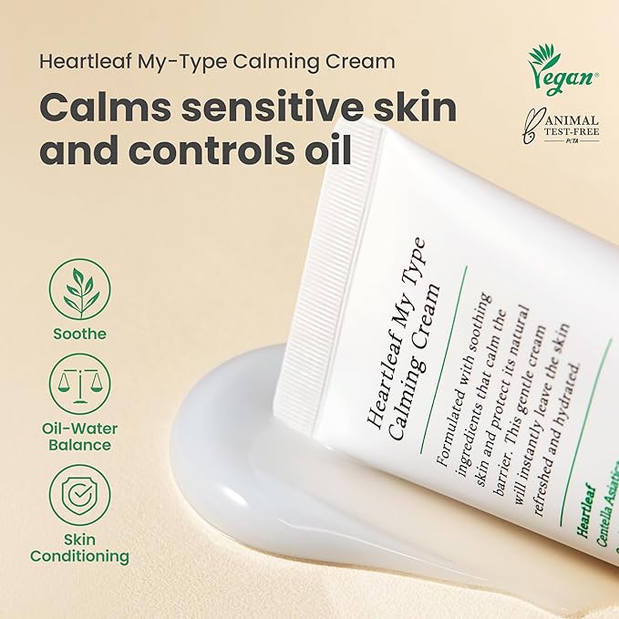 AXIS-Y Heartleaf My Type Calming Cream - Soothing, Redness Relief & Long Lasting Moisture Dewy Skin Daily Face Lotion - Vegan Korean Skin Care Moisturizer Face Cream - 2.02 fl. oz.