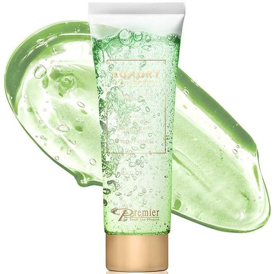 Dead Sea Premier Natural Aloe Vera Gel – Organic, pure, for Face, Hair and Body, good for Sun Burn Relief, Bug or Insect Bites, Dry Damaged Aging skin, Razor Bumps & Acne. silky, non-tacky – 4.25Fl.oz