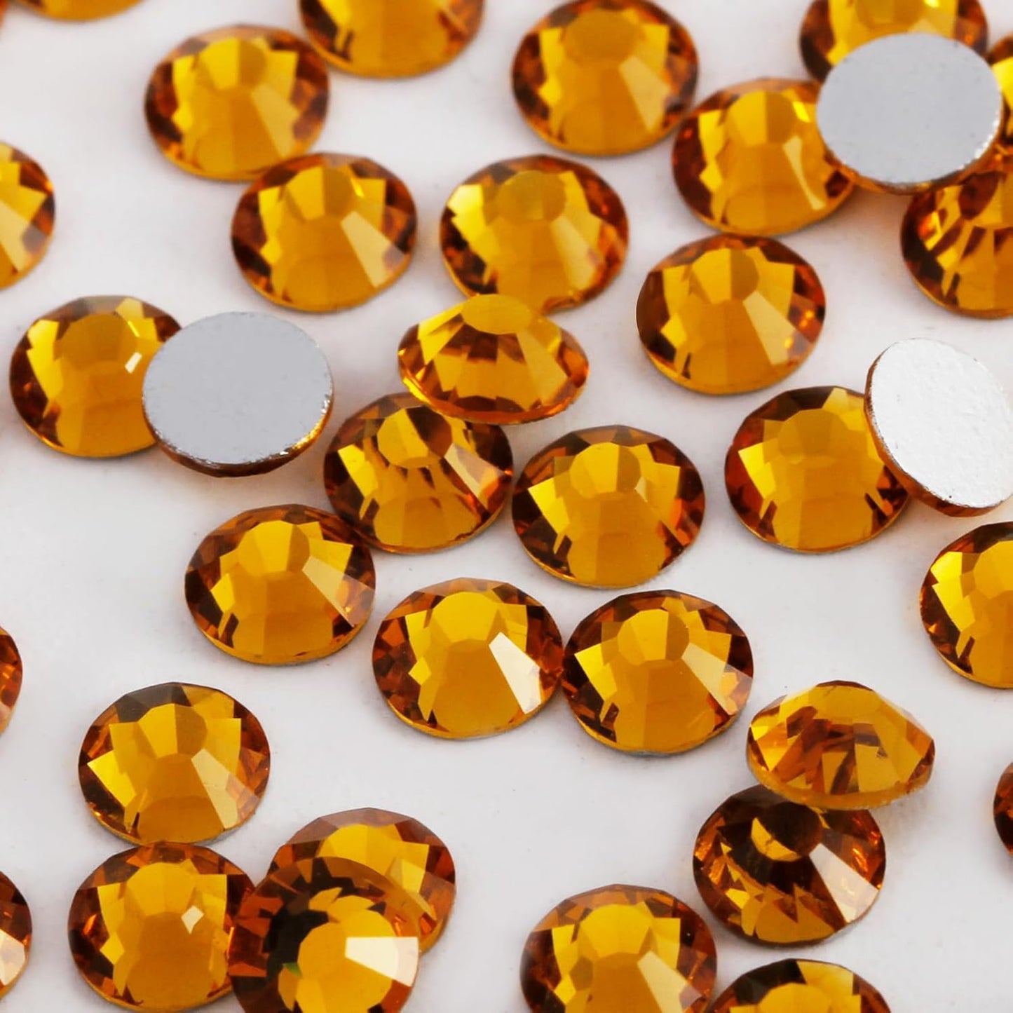 2000 PCS SS12 Flatback Rhinestones,12-Facet Diamond-Cut Glass Gems for Nail Art,Clothing,DIY Crafts,Glue-On Decoration Stones with Silver Backing,Topaz