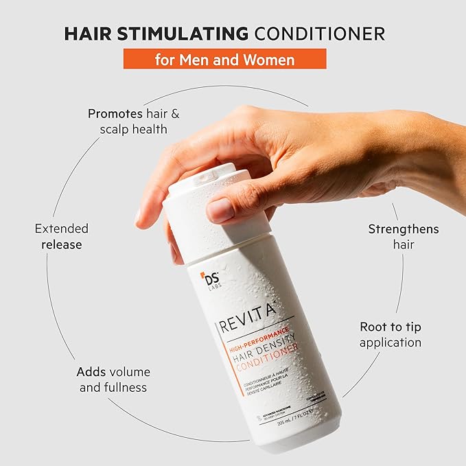DS Labs Revita Conditioner - High-Performance Hair Density Conditioner, Strengthening, Thickening & Volumizing, Fuller, Healthier-Looking Hair, Sulfate & Silicone Free, For Men & Women, 205mL