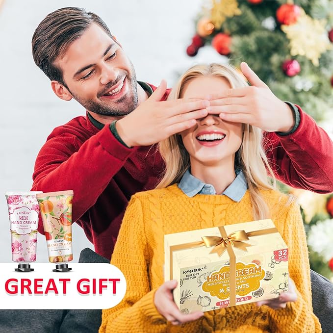 32 Pack Hand Cream Gift for Women, Bulk Hand Lotion Travel Size for Dry Cracked Hands, Mini Moisturizing Hand Cream for Mom Gifts, Teacher Gifts, Thank You Gifts and Bridal Shower Favors