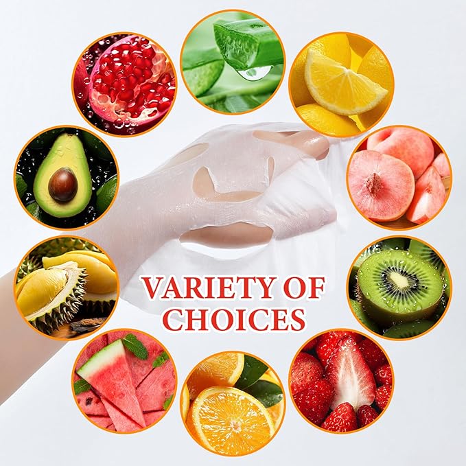 10 Pack Variety Facial Sheet Masks Skin Care Set, Hydrating Bulk Sheet Face Masks Skincare Gifts Set for Women Men, Long Lasting Moisturizing Face Mask Skincare for All Skin Type（A8)