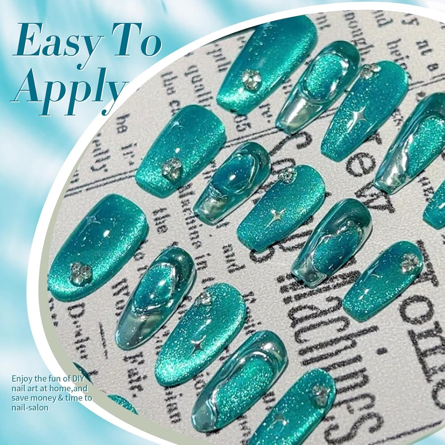 BORN PRETTY Cat Magnetic Eye Gel Nail Polish, Blue Melbourne Glitter Cat Magnetic Gel Nail Polish, Holographic Magnetic Nail Polish for Nail Art Manicure Salon DIY at Home 15ML