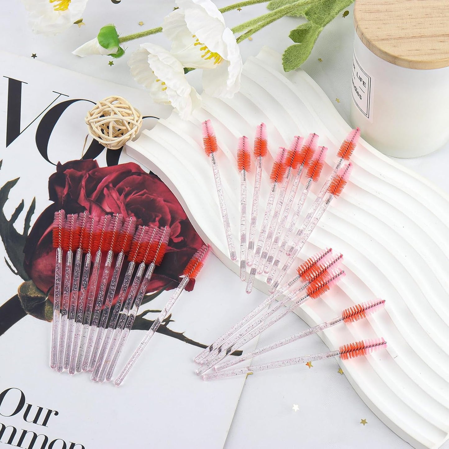 300PCS Disposable Mascara Wands Spoolie Brush Crystal Eyebrow Brushes Eyelash Extension Applicator Makeup Kits