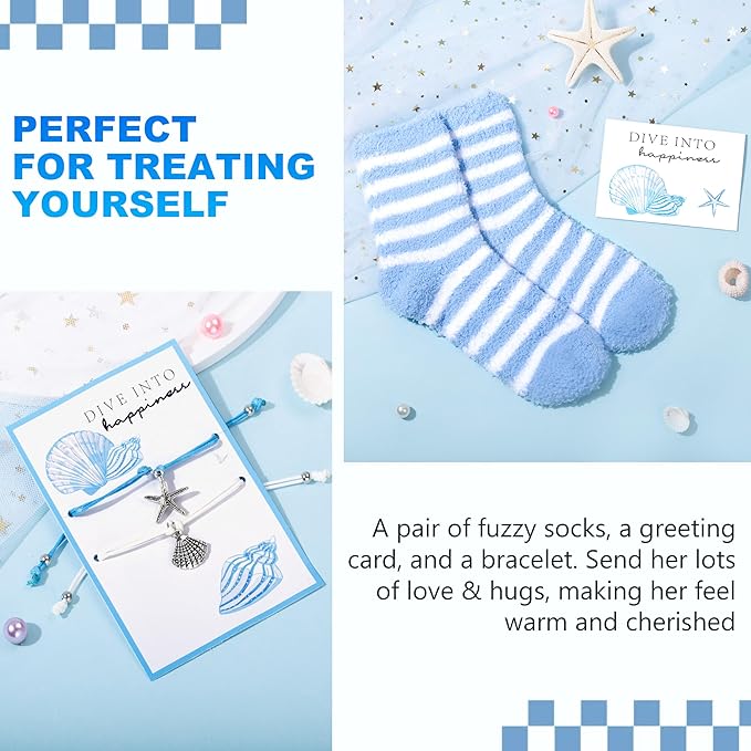 Birthday Gifts for Women, Ocean-Themed Gift Set for Women, Inspirational Thank You Gift Box, Christmas Gifts Beach Spa Self Care Basket for Her Teen Girl Sister Friend Friendship Mom