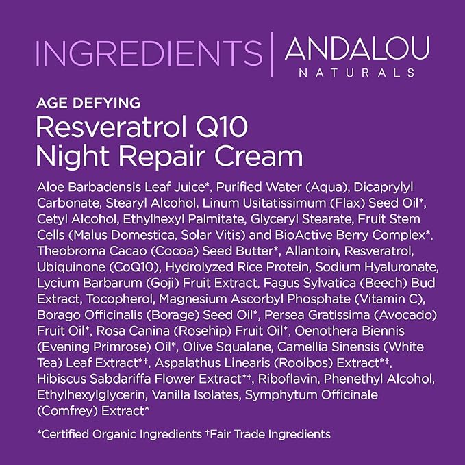 Andalou Naturals, Night Repair Cream Fruit Stem Cell, 1.7 Ounce