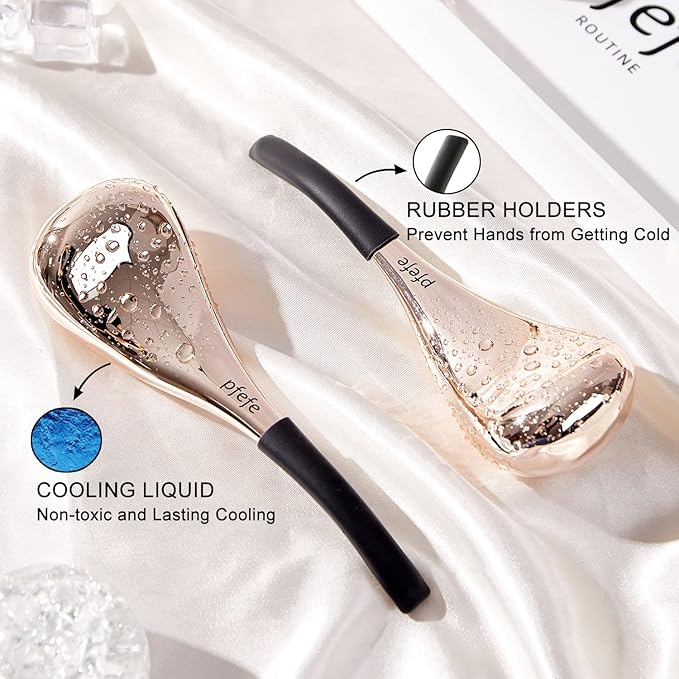 Cryo Sticks for Face, Ice Globes Cryo Globes for Facials, Esthetician Supplies Gifts, Unbreakable Stainless Steel Ice Roller Cooling Spa Balls with Storage Case