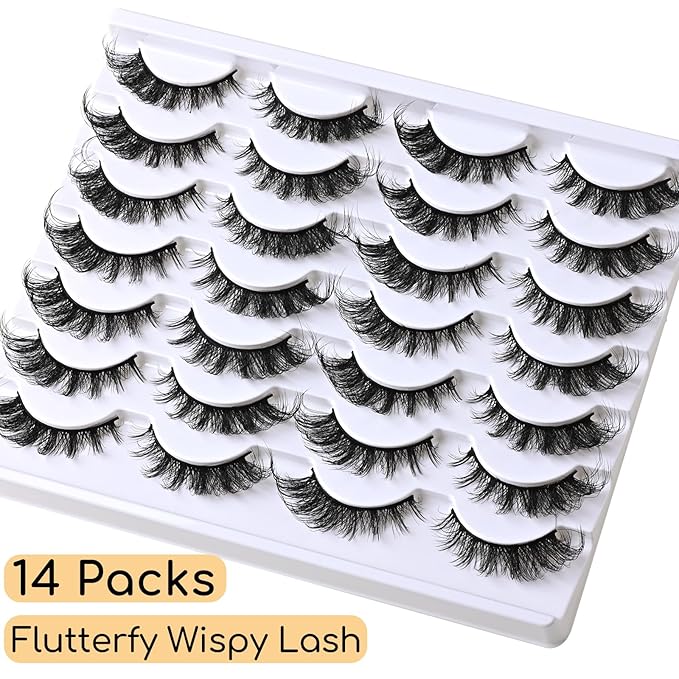 Cat Eye Lashes Natural Fox Eyelash Wispy Russian Strip Eyelashes D Curl Fake Fairy Lash Strips Fluffy Spiky Cateye Lashes Wispies False Eyelash Foxy Look
