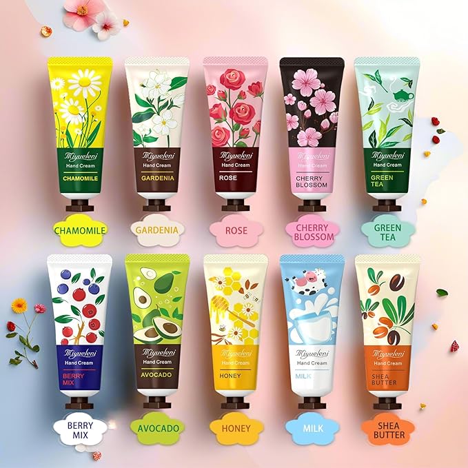 10 Pack Hand Cream Gift Set, Natural Plant Scents, Moisturizing Hand Lotion, Gifts for Women, Birthday, Mother's Day, Valentine's Day, Christmas, Thank you Gifts，Travel Size 20ml