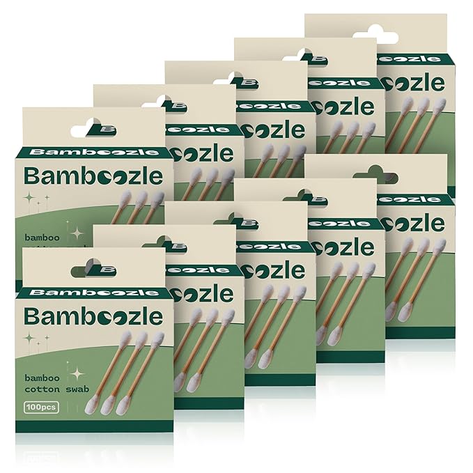 Bamboozle Eco-Friendly Bamboo Cotton Swabs - Sustainable, Biodegradable, & Stylish Personal Care Solution, 1000 count