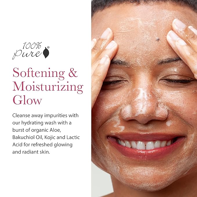 100% PURE Bakuchiol Face Cleanser Plant-Based Retinol Alternative Anti Aging Face Wash Gentle Kojic Acid & Licorice Daily Skincare Boost - Fresh Foam Facial Cleansing for Women & Men - 3.4 fl oz