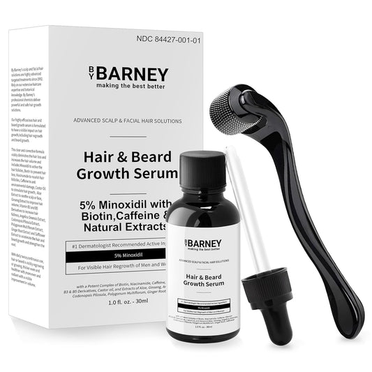 5% Minoxidil Hair and Beard Growth Serum - Natural Extracts, Biotin & Caffeine - Promotes Stronger, Thicker, Fuller Hair and Beard Growth - For Men and Women