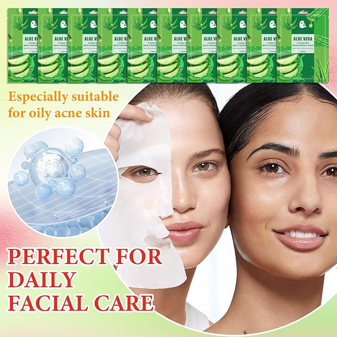 10 Pack Variety Facial Sheet Masks Skin Care Set, Hydrating Bulk Sheet Face Masks Skincare Gifts Set for Women Men, Long Lasting Moisturizing Face Mask Skincare for All Skin Type（A4)
