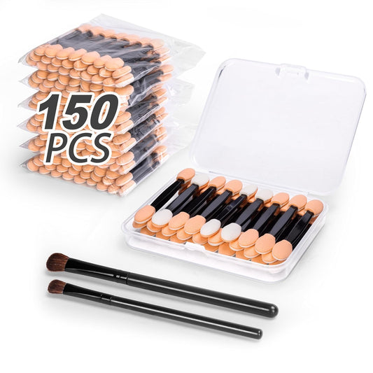 150 PCS Eyeshadow Applicators Sticks with Container. 2.45' Professional Disposable Eye Shadow Makeup Brushes