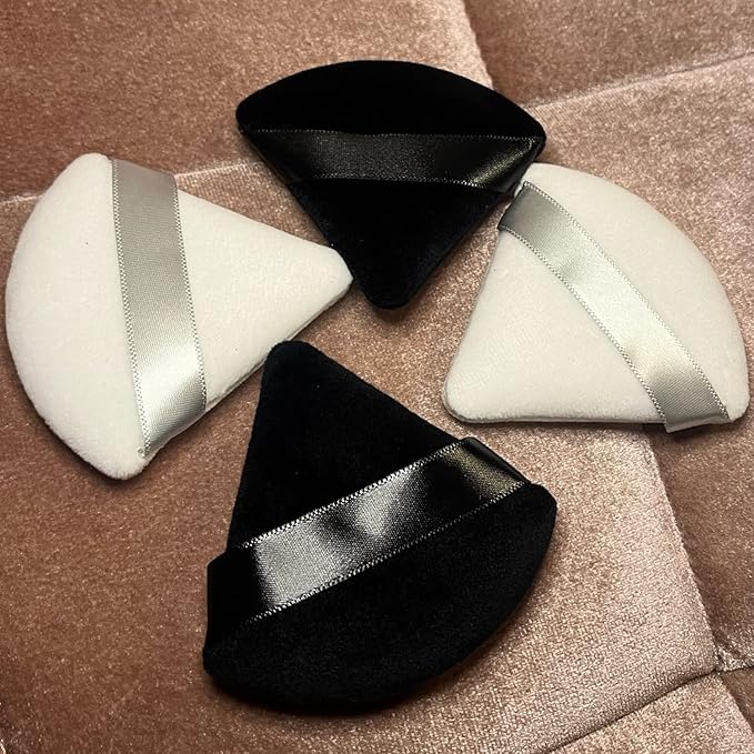 24 Pieces Powder Puff, Triangle Makeup Puff Cotton Powder Face Washable Body Powder Puff for Loose Powder Body Cosmetic Foundation Sponge Makeup Tool (8B8W8N)