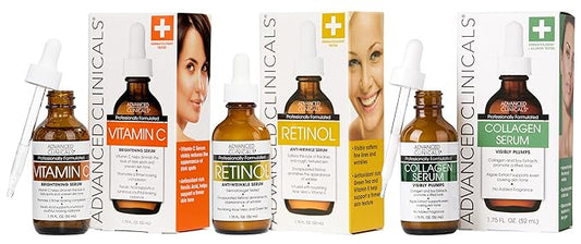 Advanced Clinicals - Retinol Serum For Face, Firming Collagen Serum, Vitamin C Serum Skincare Set, 1.75 Fl Oz, 3pc Set