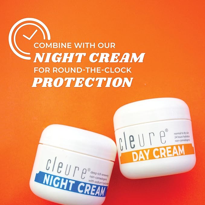 Cleure Anti-Aging Day Cream & Facial Moisturizer w/Pure Shea Butter for Sensitive Skin - Fragrance Free, Gluten, Salicylate and Paraben Free (2 oz, Pack of 2)