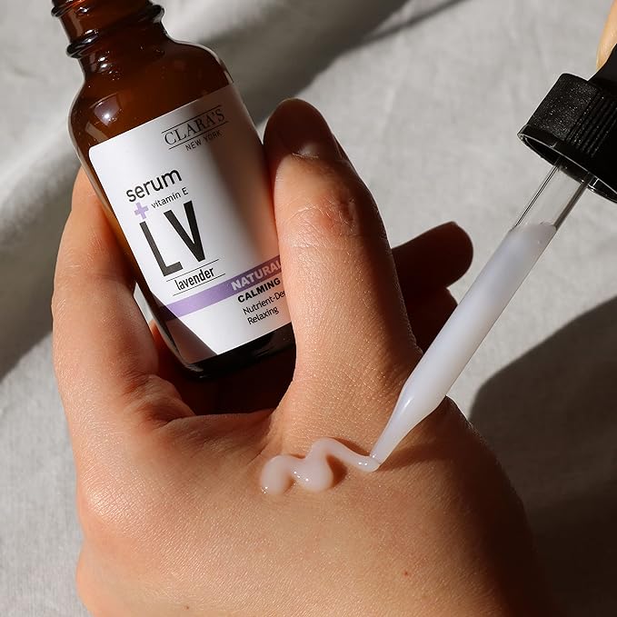 CLARA'S NEW YORK Glycolic Acid Facial Serum with Vitamin E for Exfoliating Smoothing Glowing Face Skin - Made in USA 30ml (1Fl/Oz) (Lavender)