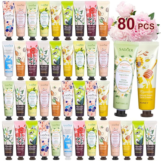 80 Pack Hand Cream Gift Set: Hand Lotion Travel Size, Teacher Appreciation Gifts, Hand Cream for Dry Cracked Hands, Mini Lotion Bulk, Small Gifts for Women Corworkers Nurse Birthday Party