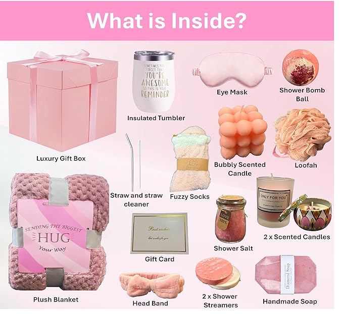 18 pcs Get Well Soon Gift Set for Women, Care Package for Women after Surgery, Relaxing Spa Gifts Set with Blanket, Unique Birthday for Sister, Wife, Best Friend and Loved Ones