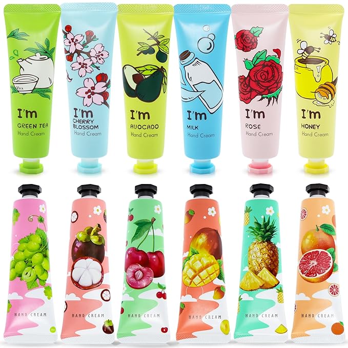 12 Pack Hand Cream for Women, Mini Hand Lotion Travel Size for Dry Cracked Care, Moisturizer Gifts Set for Mother, Girl, Teacher Appreciation and Bridesmaid Present