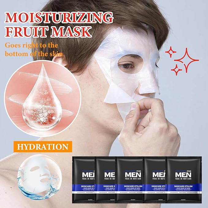 10 Pack Variety Facial Sheet Masks Skin Care Set, Hydrating Bulk Sheet Face Masks Skincare Gifts Set for Men, Long Lasting Moisturizing Face Mask Skincare for All Skin Type（15)