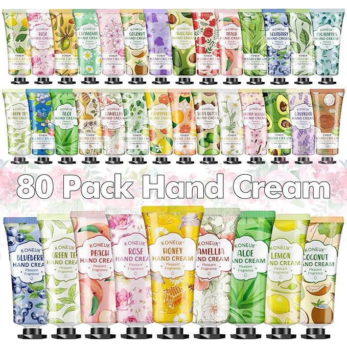 80 Pack Hand Cream Set for Dry Cracked Hands, Bulk Hand Lotion Travel Size for Thank You Gifts, Mini Hand Cream for Adult Party Favors, Birthday Gifts and Bridal Shower Gifts for Guests