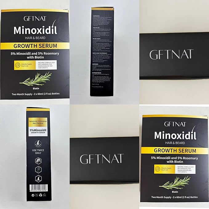 5% Minoxidil with Rosemary and Biotin for Men and Women Hair Growth,Beard Growth Kit,Scalp Serum for Thicker Fuller Hair