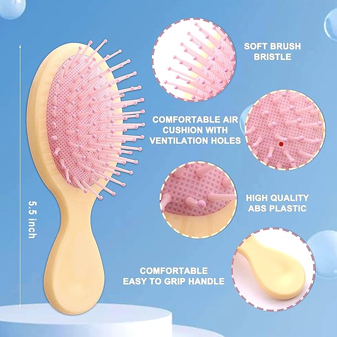 20 Pieces Mini Wet Hair Brush, Travel Detangling Brush with Soft Bristles for Most Hair Types, Handy to Operate, Convenient to Grip, Lightweight, Pack of 20, Multi-colored