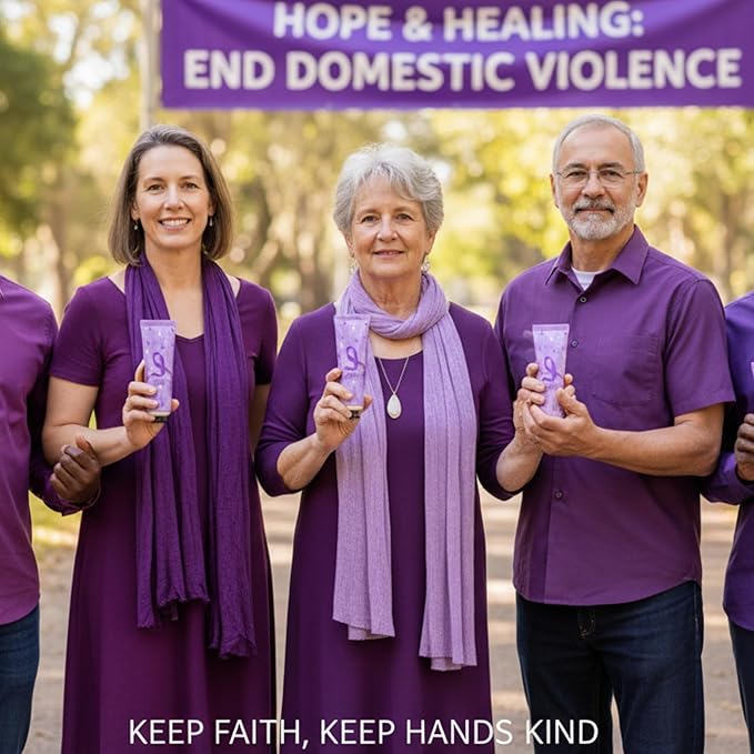 48 Sets Purple Ribbon Domestic Violence Alzheimers Pancreatic Cancer Epilepsy Awareness Hand Cream Gifts Bulk Baby Shower Hand Cream Travel Size Lotion Bulk Party Supplies Favors