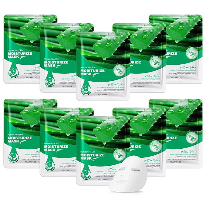 10 Pack Variety Facial Sheet Masks Skin Care Set, Hydrating Bulk Sheet Face Masks Skincare Gifts Set for Women Men, Long Lasting Moisturizing Face Mask Skincare for All Skin Type（C2)