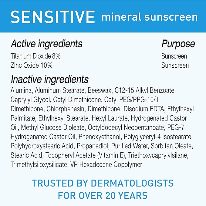 BLUE LIZARD Sensitive Mineral Sunscreen with Zinc Oxide 50+ Water Resistant UVAUVB Protection with Smart Cap Technology Fragrance Free, Sensitve, SPF 50 - - Tube, Unscented, 5 Fl Oz (Pack of 2)