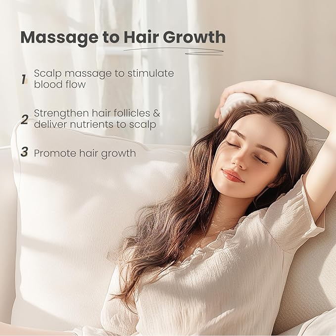 AIMIKE Soft Silicone Scalp Massager Brush, Exfoliator for Dandruff, Head Scrubber for Thick Curly Wet Dry Hair of Women Men Kids, Beige