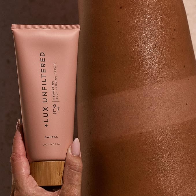 '+ Lux Unfiltered N°32 Deep Gradual Self Tanner, Hydrating Self Tanning Lotion with Shea Butter & Squalane - Non-Sticky, No Transfer, Natural-Looking Tan - Vegan & Cruelty-Free Sunless Tanner - Santal