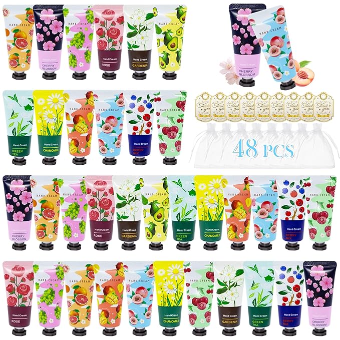 48 Pack Hand Cream for Women, Mini Hand Lotion Travel Size for Dry Cracked Care, Natural Plant Fragrance Moisturizer Gifts Set for Mother's Day, Teacher Appreciation and Bridesmaid Gifts