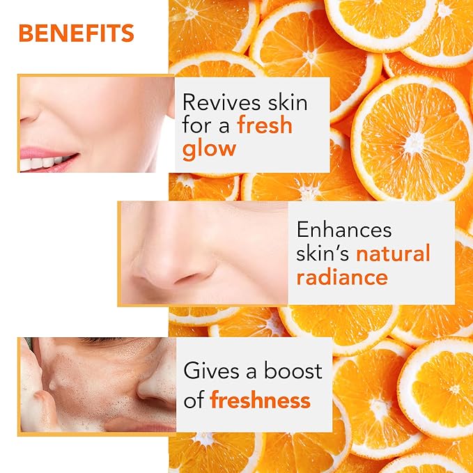 Botanic Hearth Vitamin C Foaming Face Wash With Papaya & Orange | Extracts Built|In Silicone Brush | For Cleansing & Glowing Skin | Paraben & Sulphate Free | Face Cleanser For Women & Men | 5.1 Fl Oz