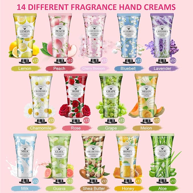 182 Pack Hand Cream Set For Women, Hand Lotion for Bridal Shower Favors, Thank You Gifts, Bridesmaid Gifts, Birthday Gifts and Small Gifts for Women, Hand Lotion Travel Size for Dry Cracked Hands
