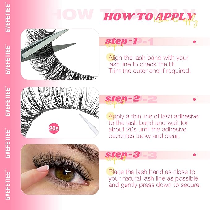 Cat Eye Lashes False Eyelashes Clear Band Natural Look Fluffy Faux Mink Lashes Wispy Soft Eyelashes Lightweight Handmade D Curl 8 Pairs Pack Eyelashes by GVEFETIEE