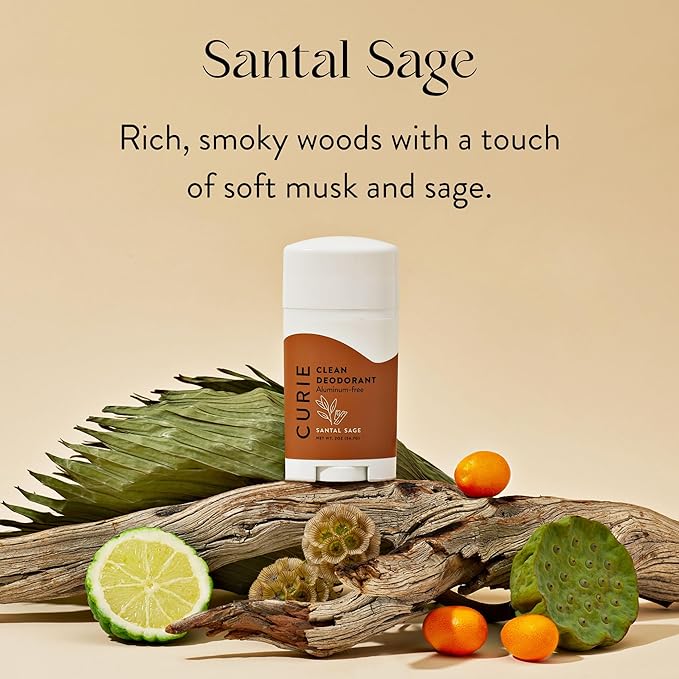 Curie Natural Deodorant for Women - Coconut Nectar + Santal Sage - Aluminum Free, Clean, Sustainable, Vegan Paraben Free (2pk)