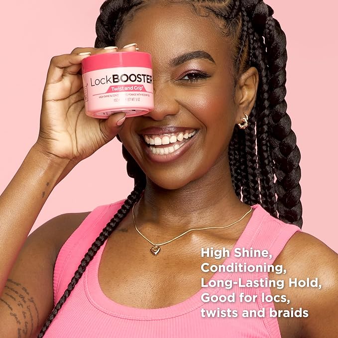 Style Factor Lock BOOSTER Twist & Grip Braid Gel (10.1 Oz.) with Rosehip Oil— Strong Hold, Flake-Free, Frizz-Free Hair Braiding Gel for Defined & Long-Lasting Twists, Locs & Braids