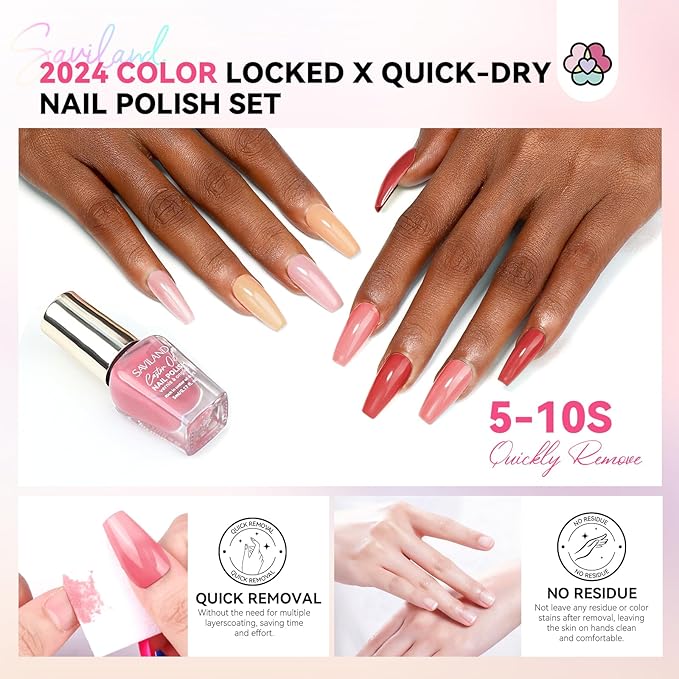 SAVILAND Nail Polish Set - 20pcs Classic Colors Quick-Dry Fingernail Polish,Regular Nail Lacquer Non-Gel Glitter & Solid Shades with Base Coat + Matte/Glossy Top Coats for Salon & Home Manicures