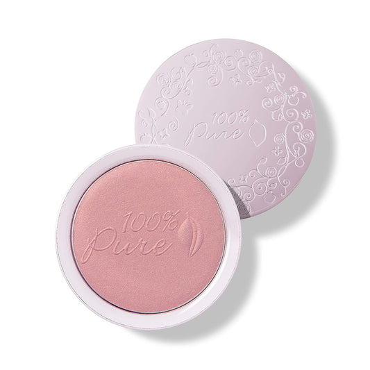 100% PURE Powder Blush (Fruit Pigmented), Chiffon, Soft Shimmery Finish, Nourishes Skin w/Rosehip Oil, Cocoa Butter, Natural Makeup (Soft Pink) - .32 oz