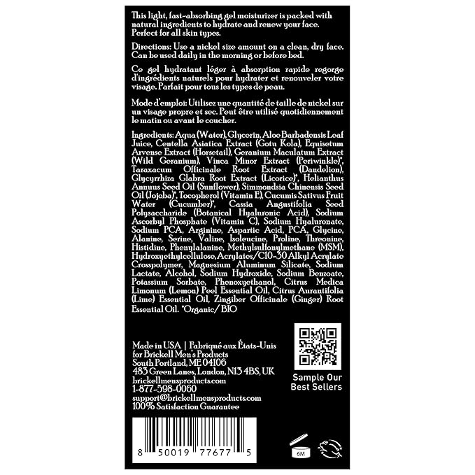 Brickell Men's Products Enhancing Gel Anti-Aging Routine, Gel Facial Cleanser and Face Moisturizer, Men's Skin Care Gift Set