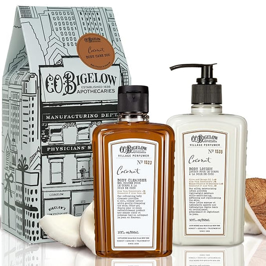C.O. Bigelow Coconut Apothecary Duo Skin Care Gift Set, Body Wash & Body Lotion, Liquid Soap & Moisturizing Lotion, Set of 2, 10 Fl Oz