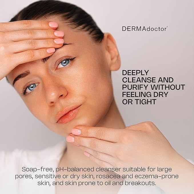 DERMAdoctor Jojoba Oil for Face Wash – Gentle Face Cleansing oil Makeup Remover for Sensitive Skin – Unscented Dermatologist Tested Hydrating Cleanser with Jojoba & Hibiscus Extract, 6.67 fl oz