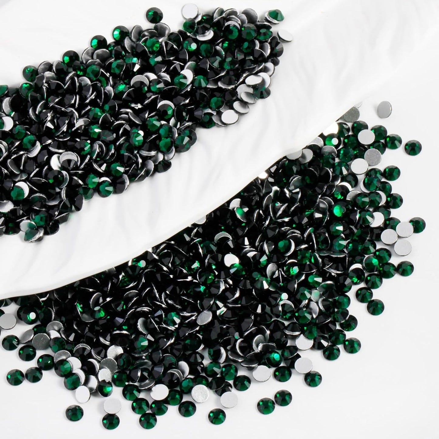 2000PCS SS20 Flatback Rhinestones | 12-Facet Diamond-Cut Glass Gems for Nail Art, Clothing, DIY Crafts |Glue-On Decoration Stones with Silver Backing(Emerald)