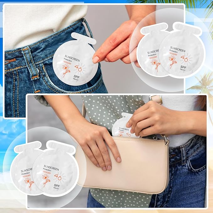 50 Pcs Sunscreen Bulk Mini Travel Size Sunscreen Packets SPF 46+ Summer Party Gifts for Women Girl