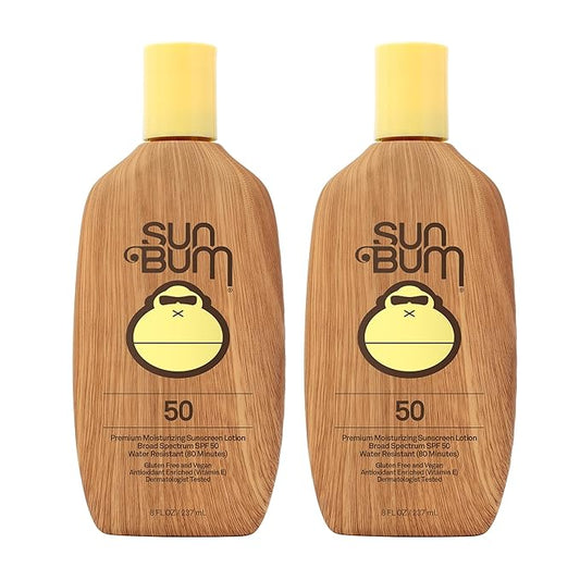 Sun Bum Original SPF 50 Sunscreen Lotion | Vegan and Reef Friendly (Octinoxate & Oxybenzone Free) Broad Spectrum Moisturizing UVA/UVB Sunscreen with Vitamin E | 8 oz (Pack of 2)