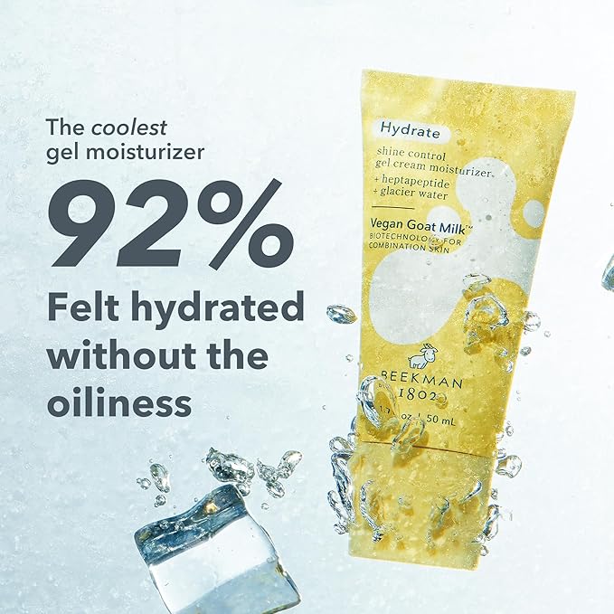 Beekman 1802 Shine Control Gel Cream Face Moisturizer - Non-Comedogenic - 1.7 fl oz - Controls Shine - With BioMilk, 1% Heptapeptide & Glacier Water - Good for Sensitive Skin