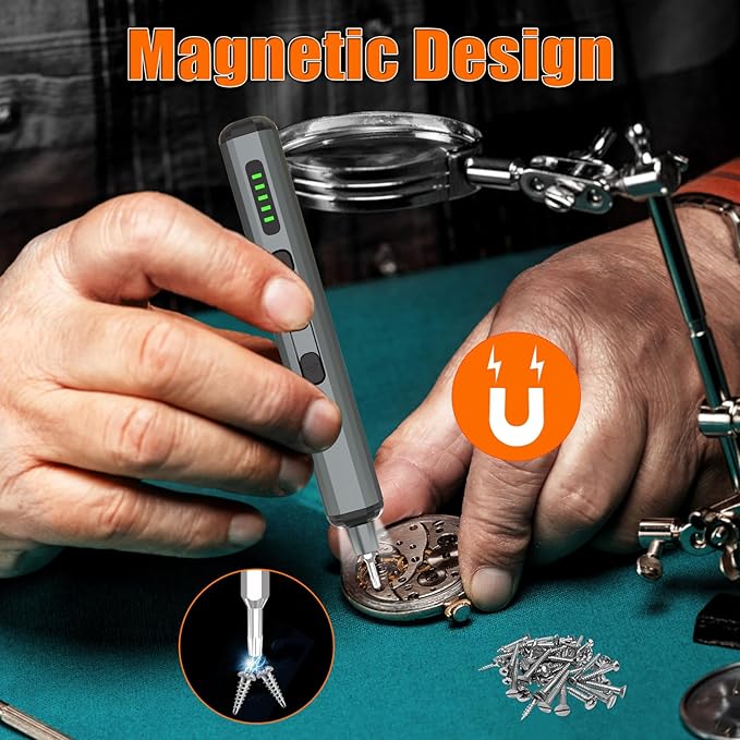 KUNLUN 68-in-1 Mini Electric Screwdriver Set, Small Electric Screwdriver Cordless with 64 Magnetic Bits, 5 Torque Settings, 4 LED Lights Power Screwdriver Repair Tool Kit for Phone Camera Laptop Watch